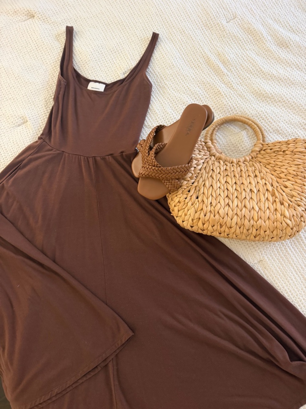 Reformation brown scoop neck dress